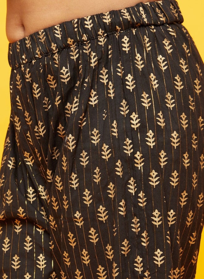 AKS Ethnic Motifs Printed Green Kurta with Sharara for Girls - Image 3