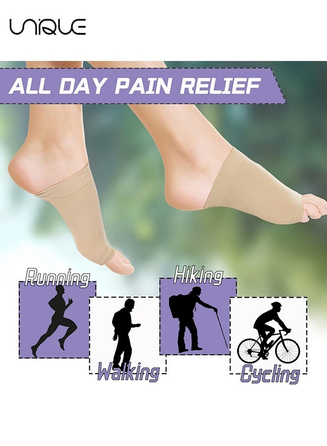 Unique 4 PCS Arch Support Sleeve, Compression Arch Support Sleeves with Gel Pad, Compression Sleeve for Pain Relief - Black and Skin Color - Image 5