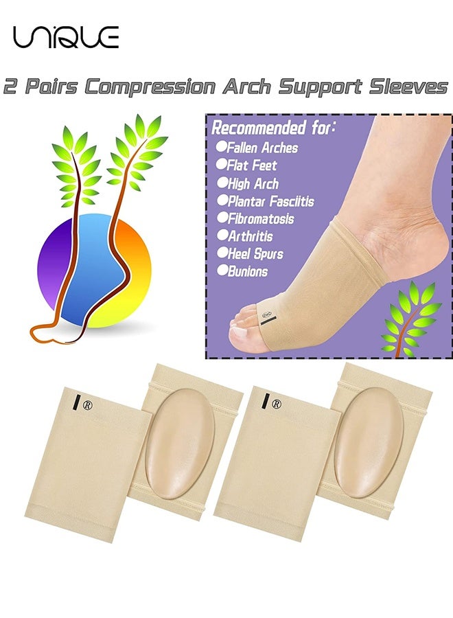 Unique 4 PCS Arch Support Sleeve, Compression Arch Support Sleeves with Gel Pad, Compression Sleeve for Pain Relief - Black and Skin Color - Image 4