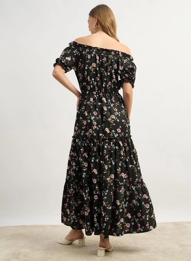 Styli Floral Off-Shoulder Dress