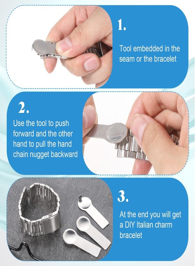 JIYIN 5 PCS Double-Sided Italian Bracelet Link Tools, Thumb Style Stainless Steel Charms Opening Tools Metal Bracelet Helper Fitting Tool for Add and Remove Charm Bracelets - Image 4
