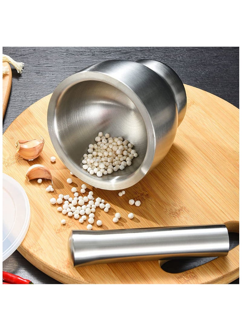Premium Mortar and Pestle Set – Stainless Steel Mortar and Pestle, Multipurpose Pestle and Mortar Bowl for Grinding Pills, Herbs, Fine Powder Crusher, and an Essential Kitchen Companion with Lid. - Image 2