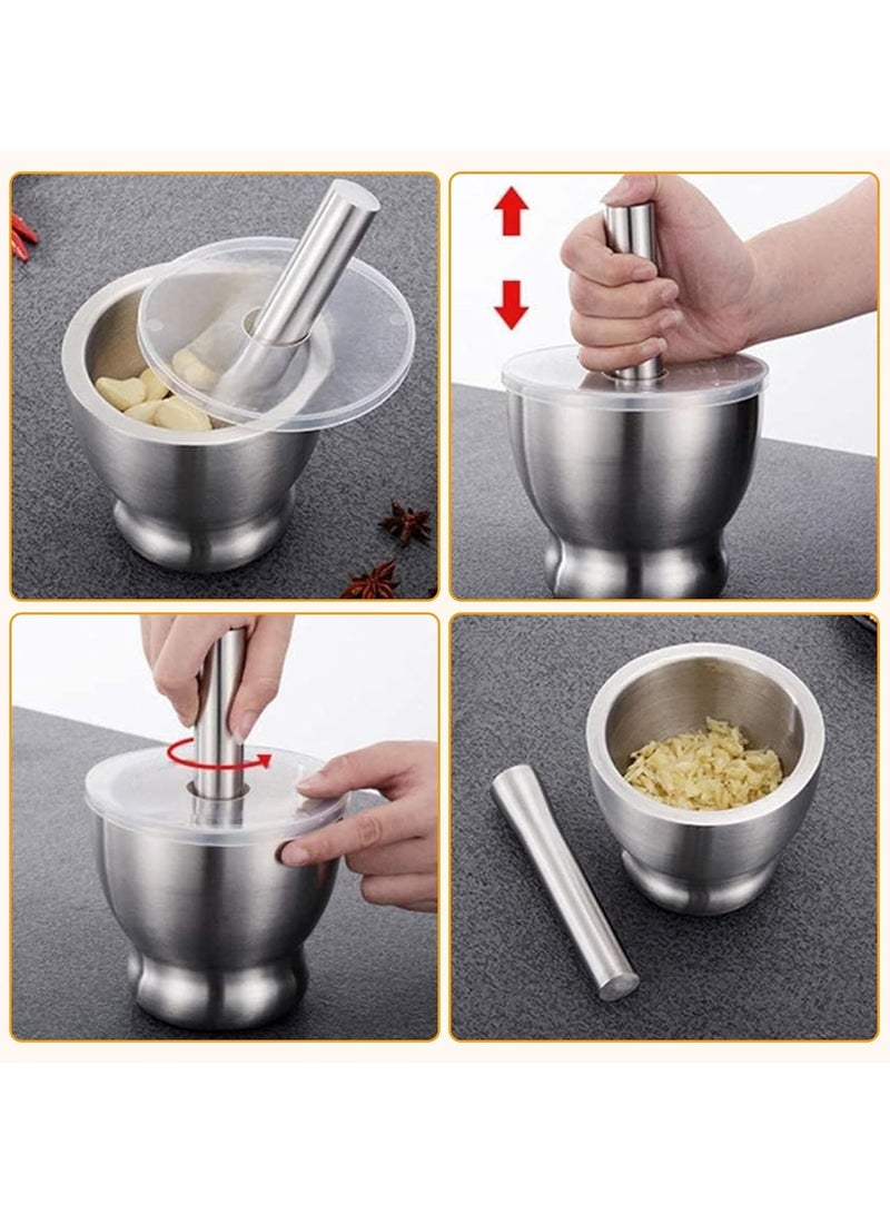 Premium Mortar and Pestle Set – Stainless Steel Mortar and Pestle, Multipurpose Pestle and Mortar Bowl for Grinding Pills, Herbs, Fine Powder Crusher, and an Essential Kitchen Companion with Lid. - Image 5