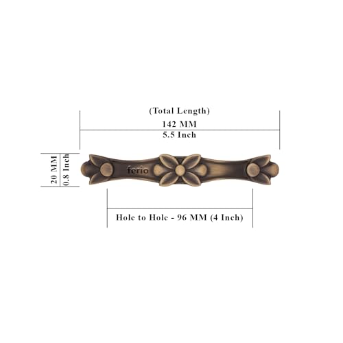 FERIO 96 MM Zinc Cabinet Pull Door nd Window Handle Wardrobe Drawer Kitchen Brass Antique 4 Inch (Pack of 2), Pull Handle - Image 2