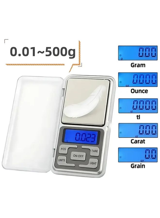 500 جرام 0.01 جرام ميزان مجوهرات عالي الدقة ميزان رقمي مدمج خفيف الوزن للاستخدام المنزلي - Image 5