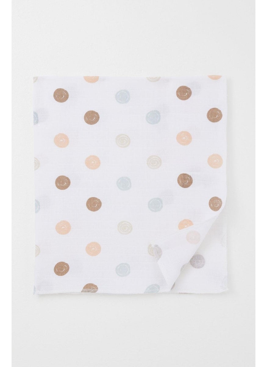 Breeze Newborn Baby Muslin Blanket Colorful Dot Pattern Standard, Ecru  - Image 1