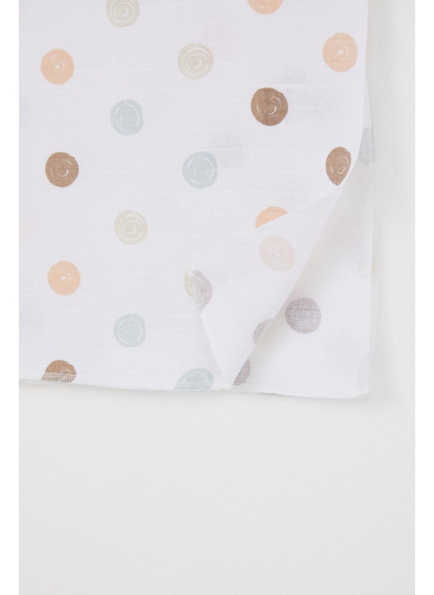 Breeze Newborn Baby Muslin Blanket Colorful Dot Pattern Standard, Ecru  - Image 3