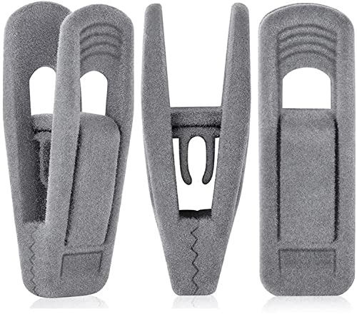 TOFIIGREM Grey Hanger Clips for Velvet Hangers - 40 PCS Gray Nonslip Velvet Hanger Clips, Skirt Hanger Flocking Clips Fit for Slim Velvet Hangers - Image 1