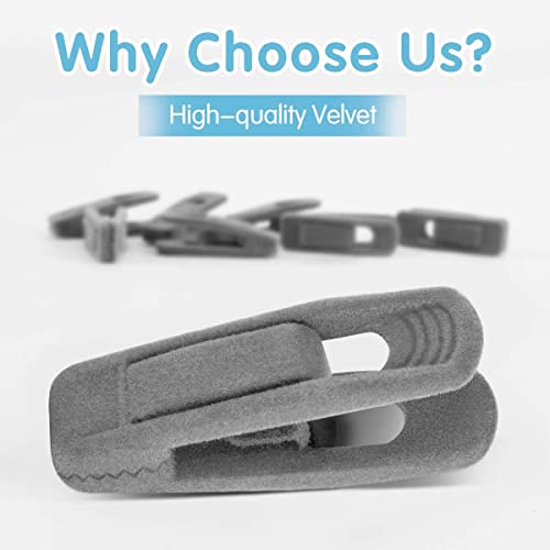 TOFIIGREM Grey Hanger Clips for Velvet Hangers - 40 PCS Gray Nonslip Velvet Hanger Clips, Skirt Hanger Flocking Clips Fit for Slim Velvet Hangers - Image 2