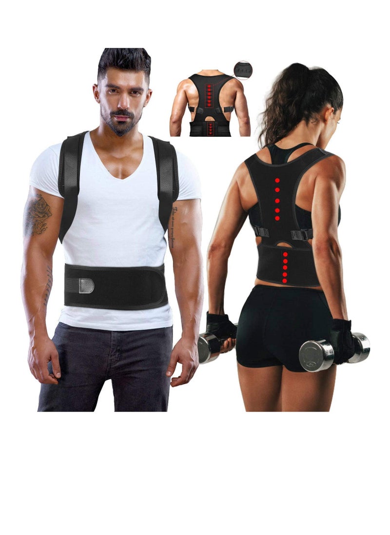 KASTWAVE Magnetic Posture Corrector Upgrade Adjustable Magnetic Therapy Humpback Posture Corrective Brace Shoulder Back Support Belt Lumbar Support Shoulder Back Support Relieves Neck Back Spine Pain (L)  - Image 1