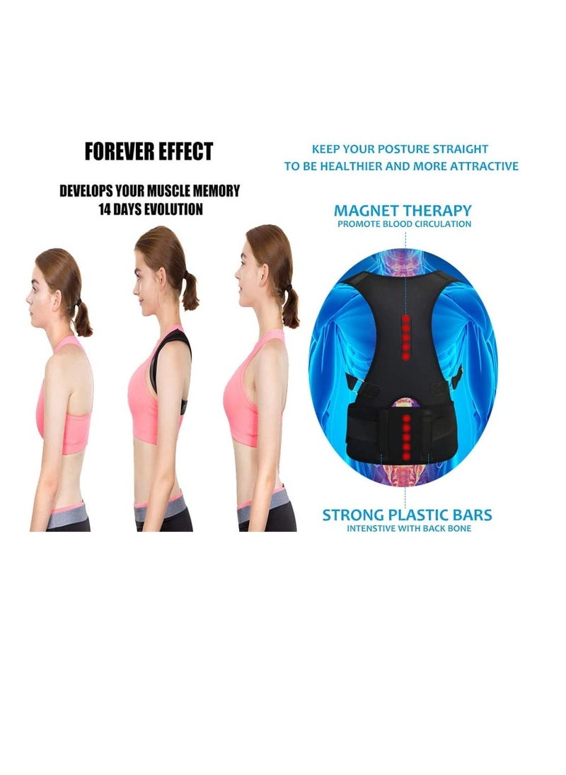 KASTWAVE Magnetic Posture Corrector Upgrade Adjustable Magnetic Therapy Humpback Posture Corrective Brace Shoulder Back Support Belt Lumbar Support Shoulder Back Support Relieves Neck Back Spine Pain (L)  - Image 5
