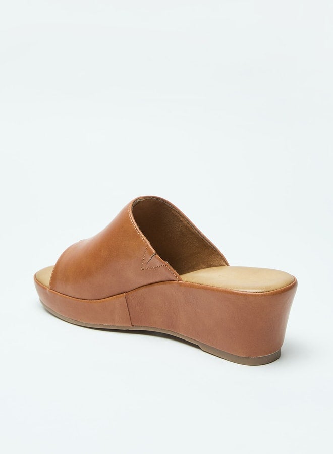 Flora Bella By Shoexpress Logo Accent Slip-On Sandals with Wedge Heels - Image 2