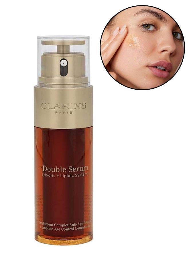 Clarins Paris Double Serum 50ml, Hydric and lipidic System, Traitement Complet Anti Age Intensif, Complete Age Control Concentrate for All Skin Types  - Image 1