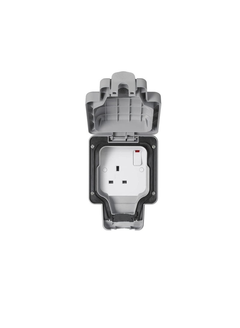 MK Masterseal Plus K56486GRY 13 amp 1-Gang Switched Socket  - Image 1