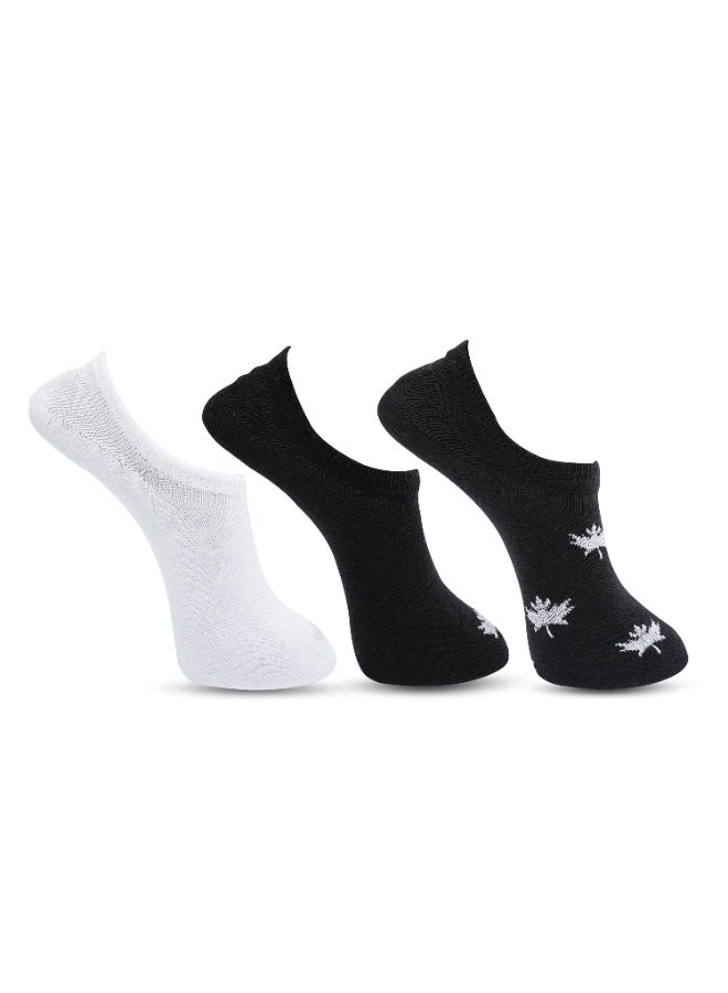 White Leaf 3 Pairs No Show Socks Mens Cotton Low Cut Ankle Socks - Breathable, Moisture Wicking, Durable - 3 Pairs (Black & White) - One Size - Image 1