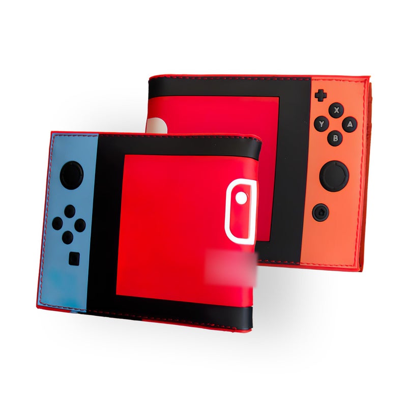 BAGOSEF Retro Gamepad-Inspired Boys Wallet - Silicone Surface Material with Classic Game Gamepad Design, Multiple Card Slots and Coin Pocket - Video Game Kids Wallet in Red and Blue -1 PACK - Image 1