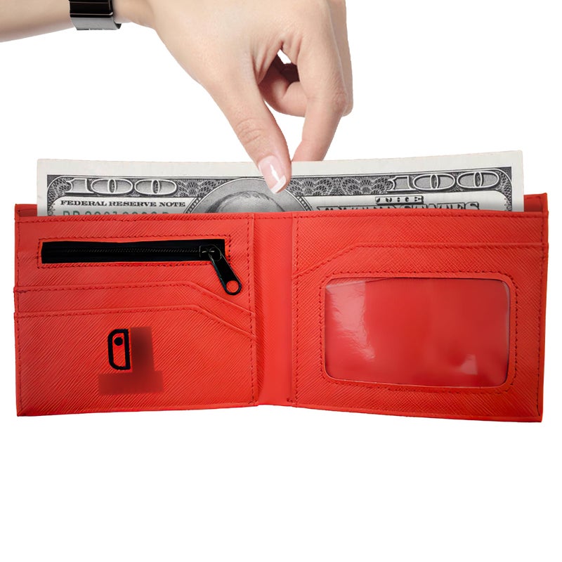 BAGOSEF Retro Gamepad-Inspired Boys Wallet - Silicone Surface Material with Classic Game Gamepad Design, Multiple Card Slots and Coin Pocket - Video Game Kids Wallet in Red and Blue -1 PACK - Image 2