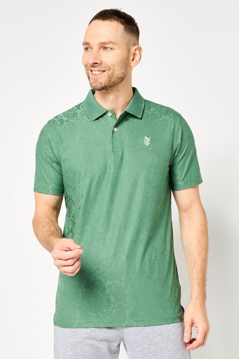 PUMA Men Sportswear Fit Short Sleeve Outdoor Polo, Green - Image 1