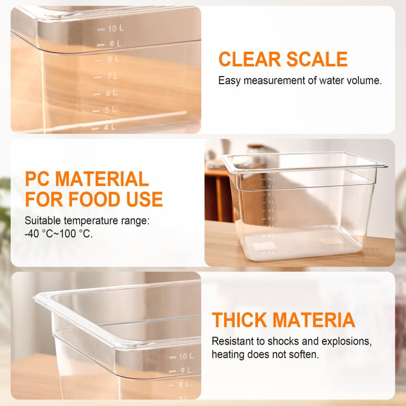 HOMENOTE Sous Vide Container 12 Quart With Lid,BPA Free Complete Accessories For Anova and Most Sous Vide Cookers,Anova Container Kit - Image 4