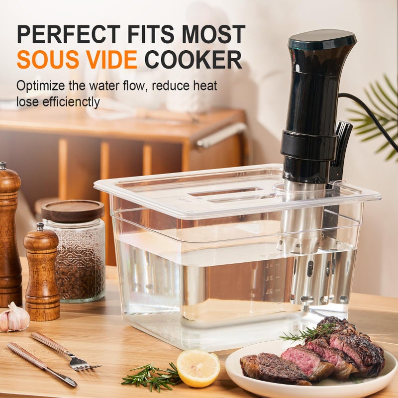 HOMENOTE Sous Vide Container 12 Quart With Lid,BPA Free Complete Accessories For Anova and Most Sous Vide Cookers,Anova Container Kit - Image 2