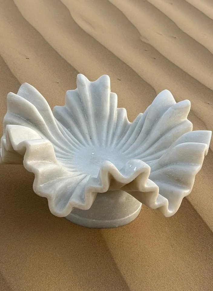 Tohfa Luxe TohfaLuxe Eira Carved Marble Decorative Centerpiece with Base