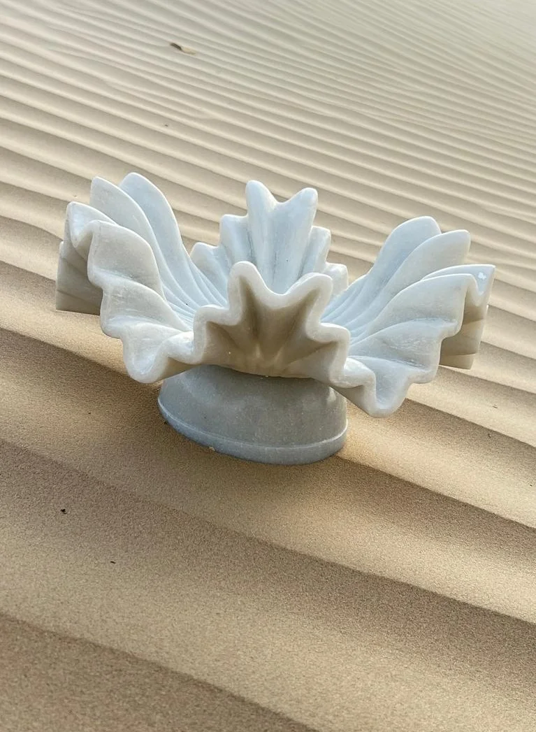 Tohfa Luxe TohfaLuxe Eira Carved Marble Decorative Centerpiece with Base