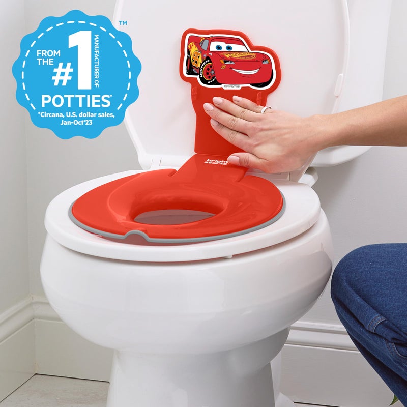 Bright Starts Disney Baby Cars Lightning McQueen Flip & Sit Potty Training Seat, Attaches to Toilet Securely, Space Saving Design Fits Most Toilets, Easy to Clean - Image 3
