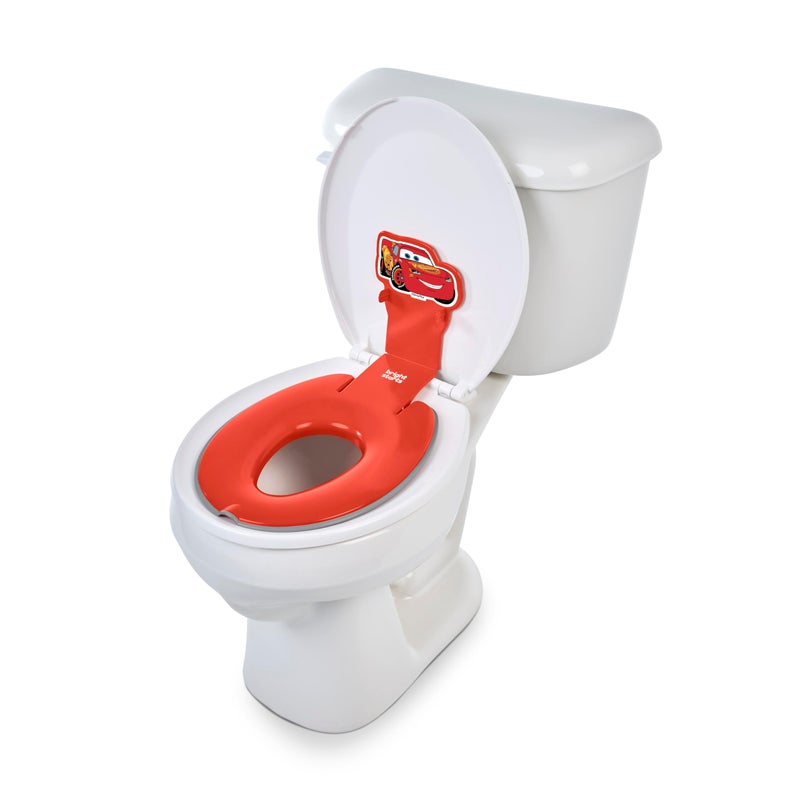 Bright Starts Disney Baby Cars Lightning McQueen Flip & Sit Potty Training Seat, Attaches to Toilet Securely, Space Saving Design Fits Most Toilets, Easy to Clean - Image 1