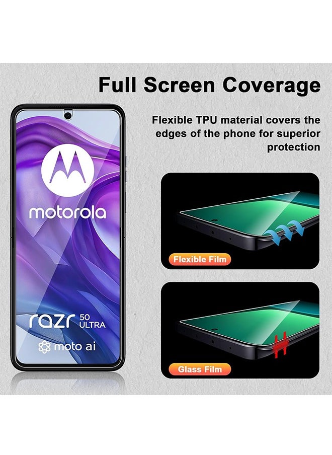 4 Pack Screen Protector for Motorola Razr 50 Ultra 5G (2 Pcs Front + 2  Outer), HD Transparent , 9H Hardness Anti-Scratch Tempered Glass Film
