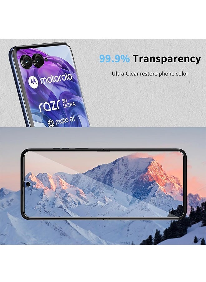 4 Pack Screen Protector for Motorola Razr 50 Ultra 5G (2 Pcs Front + 2  Outer), HD Transparent , 9H Hardness Anti-Scratch Tempered Glass Film