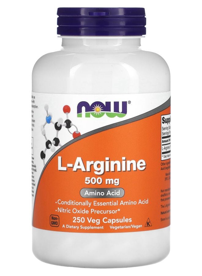 now L-Arginine 500 mg 250 Veg Capsules