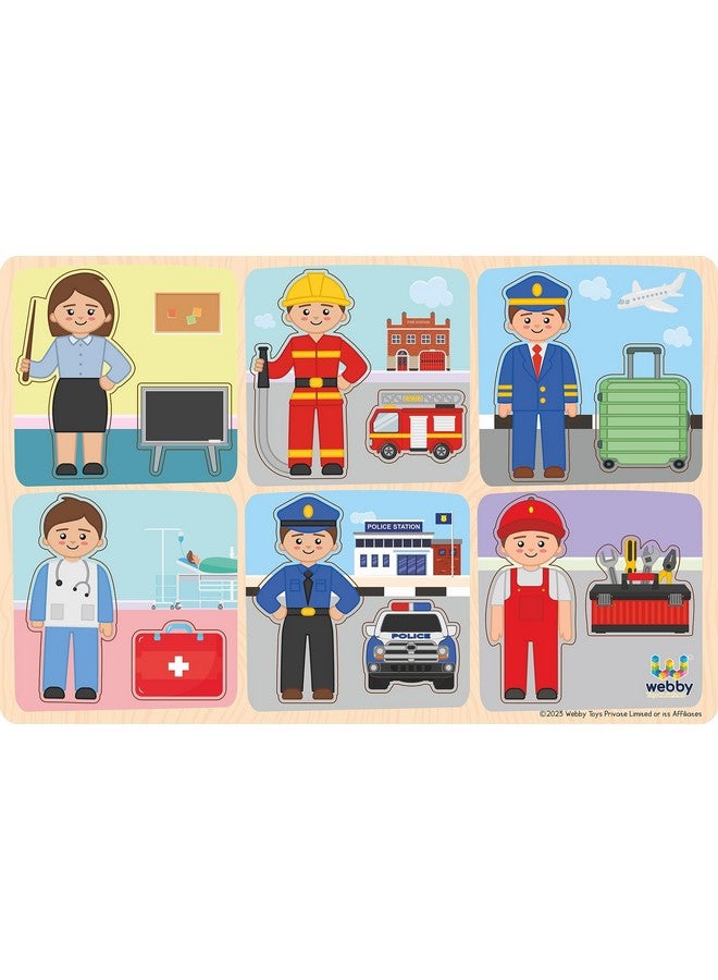 Webby Our Profession Wooden Puzzle | Baby Puzzle for 2-4 Years Old Toddlers | Learning Puzzle Toys for Pre School and Montessori Kids - Image 1