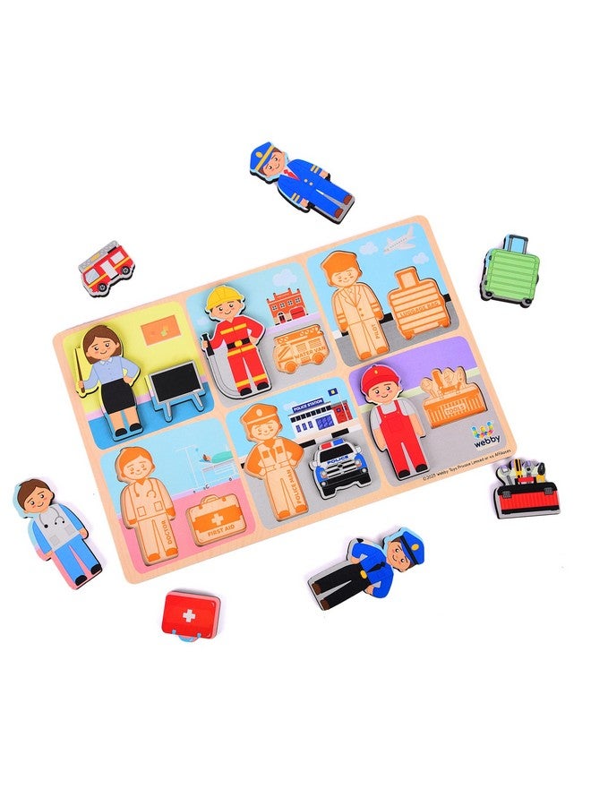 Webby Our Profession Wooden Puzzle | Baby Puzzle for 2-4 Years Old Toddlers | Learning Puzzle Toys for Pre School and Montessori Kids - Image 2