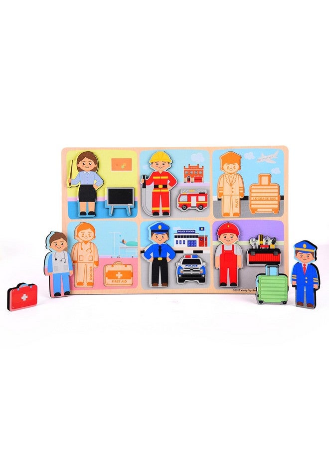 Webby Our Profession Wooden Puzzle | Baby Puzzle for 2-4 Years Old Toddlers | Learning Puzzle Toys for Pre School and Montessori Kids - Image 4