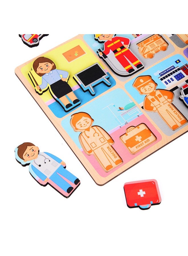 Webby Our Profession Wooden Puzzle | Baby Puzzle for 2-4 Years Old Toddlers | Learning Puzzle Toys for Pre School and Montessori Kids - Image 3