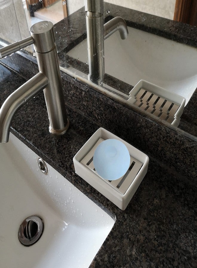 Passionier Ceramic Soap Dish Stainless Steel Soap Holder for Bathroom and Shower Double Layer Draining Soap Box - Image 3
