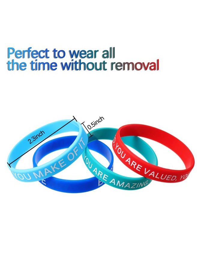 Sumind 60 Pieces Motivational Quote Rubber Wristbands Colored Inspirational Silicone Bracelets Stretch Unisex Wristbands for Women Men Gifts, 20 Styles - Image 4
