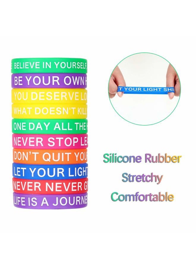 Sumind 60 Pieces Motivational Quote Rubber Wristbands Colored Inspirational Silicone Bracelets Stretch Unisex Wristbands for Women Men Gifts, 20 Styles - Image 3