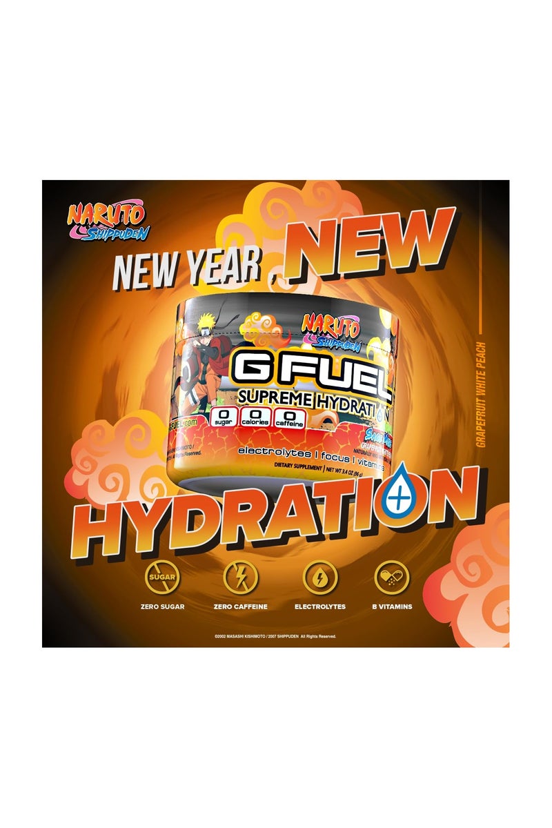 جي فيول مسحوق إلكتروليتات ناروتو سيج مود من جي فيول، مزيج من الماء للترطيب والطاقة والتركيز، خالٍ من السكر، مكمل غذائي خالٍ من الكافيين مع معادن أساسية، بنكهة الجريب فروت والخوخ الأبيض، 3.3 أونصة (30 حصة) - Image 2