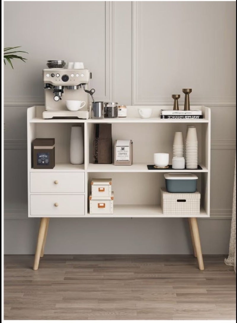 AGD Coffee Cabinet with Large Top, Open Shelves and 2 Storage Drawers 100x35x90 cm for Living Room or Office White - Image 5