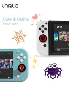 Unique 4Pcs for Nintendo Switch Thumb Grips Cute Cartoon Anime Design 3D Silicone Joystick Caps Joycon Controller Button Covers for Nintendo Switch/OLED/Switch Lite for Boys Girls Kids Teens（Spider）  - Image 4