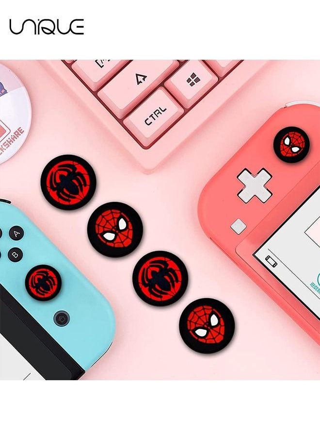 Unique - 4Pcs for Nintendo Switch Thumb Grips Cute Cartoon Anime Design 3D Silicone Joystick Caps Joycon Controller Button Covers for Nintendo Switch/OLED/Switch Lite for Boys Girls Kids Teens（Spider） - Image 1