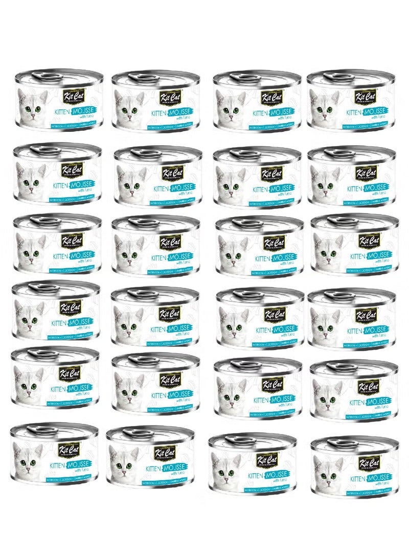 Kit Cat 24PC's Kit Cat Kitten Mousse with Tuna Wet Cat Food 80g Cans - Image 1