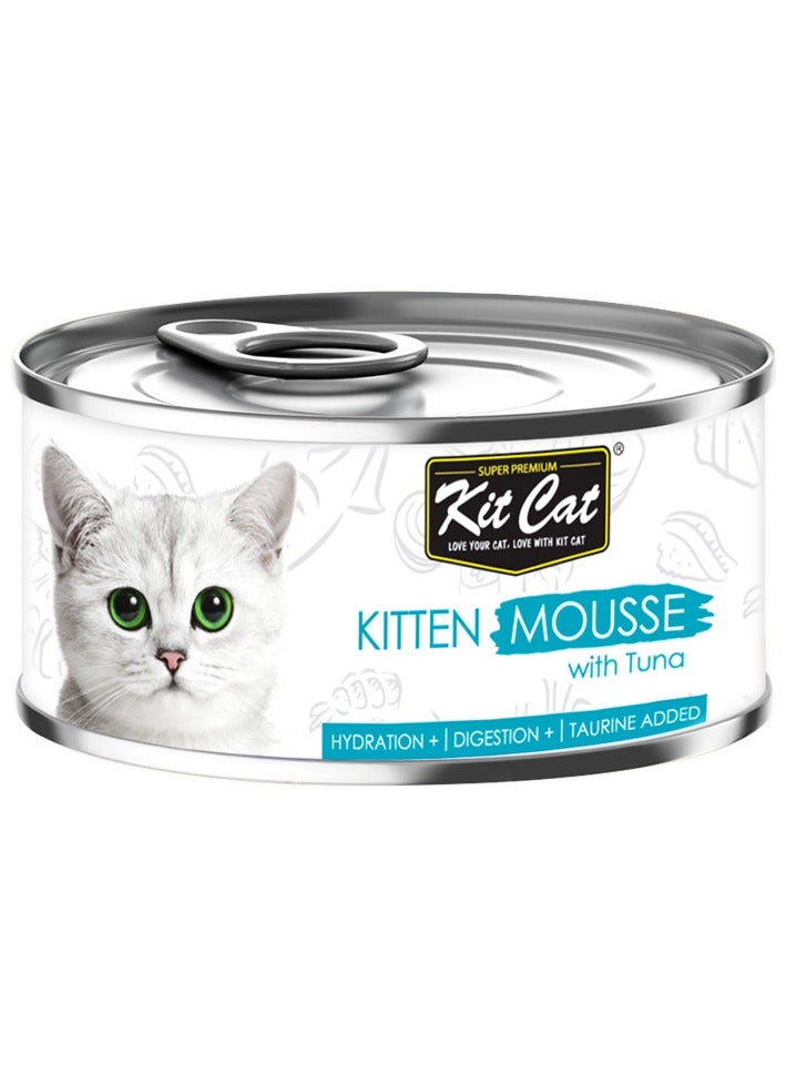 Kit Cat 24PC's Kit Cat Kitten Mousse with Tuna Wet Cat Food 80g Cans - Image 2