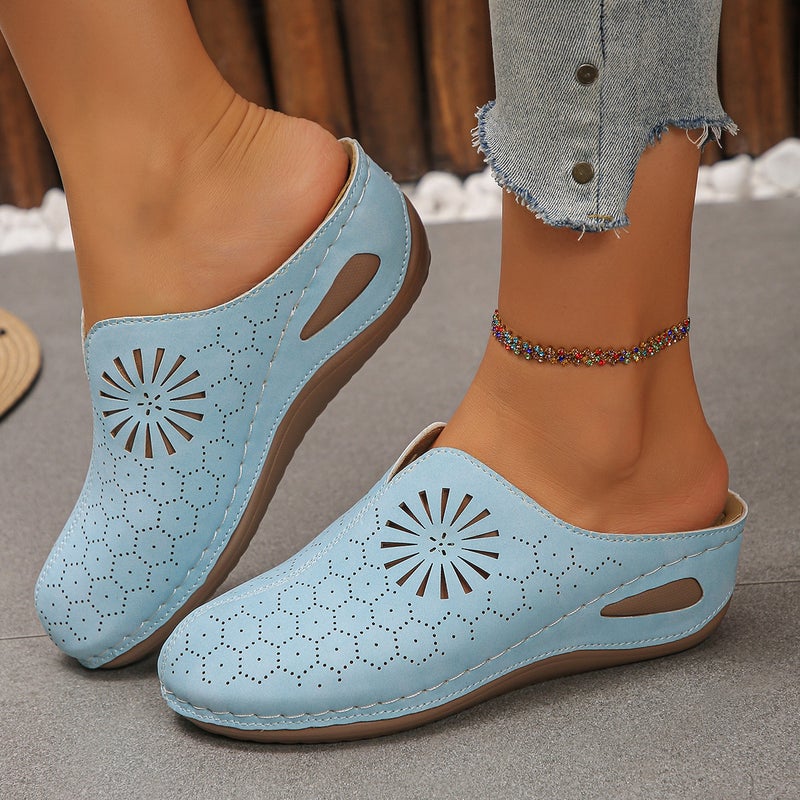 2026 Spring/ Hollow Breathable Wedge Mules For Women, Comfortable Slip-On Sandals, Women'S Manufacturer In-Stock - Image 5