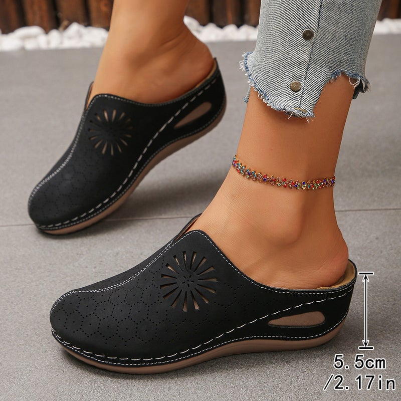 2026 Spring/ Hollow Breathable Wedge Mules For Women, Comfortable Slip-On Sandals, Women'S Manufacturer In-Stock - Image 4
