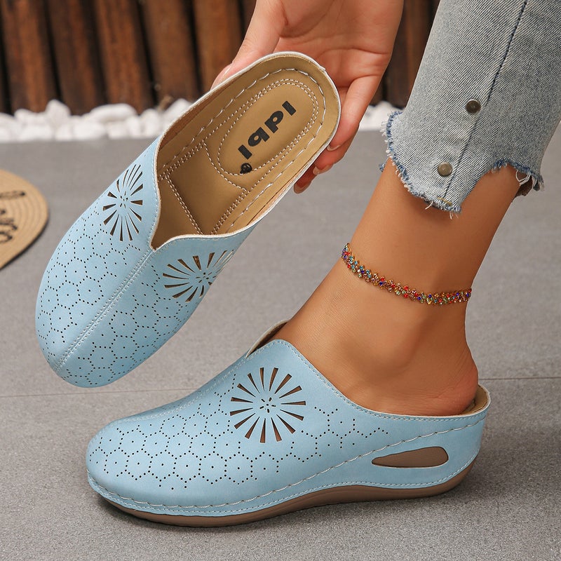 2026 Spring/ Hollow Breathable Wedge Mules For Women, Comfortable Slip-On Sandals, Women'S Manufacturer In-Stock - Image 1