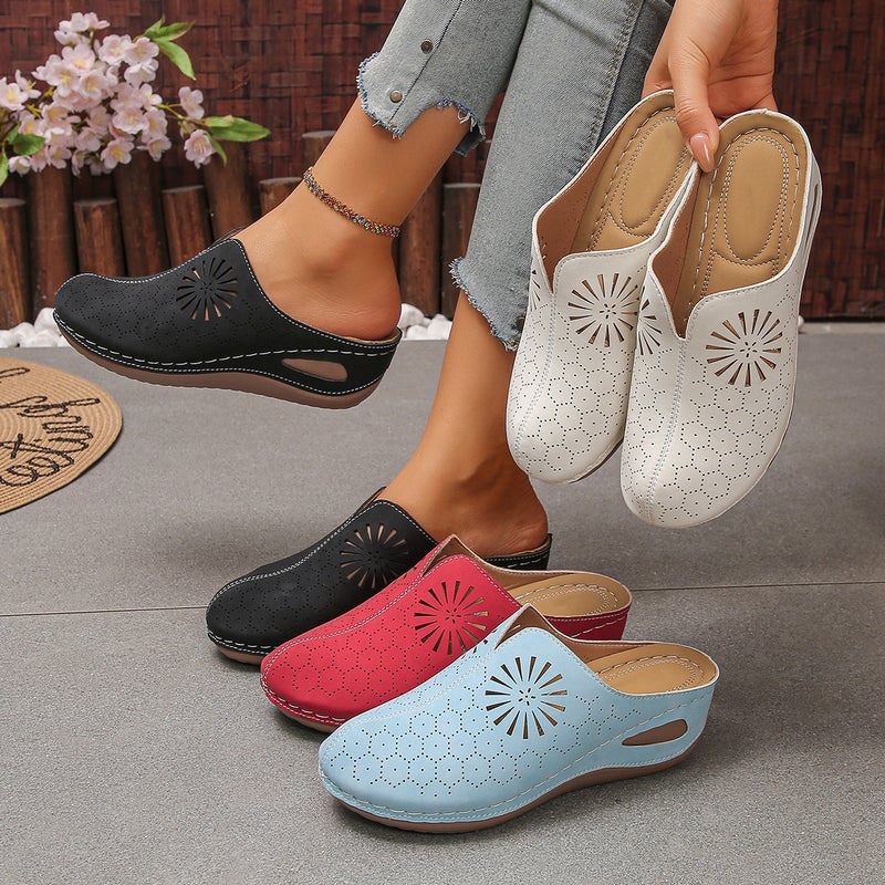 2026 Spring/ Hollow Breathable Wedge Mules For Women, Comfortable Slip-On Sandals, Women'S Manufacturer In-Stock - Image 2