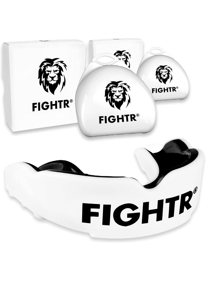 FIGHTR® واقي فم متميز - لتنفس ممتاز وسهل التركيب | واقي فم رياضي للملاكمة، MMA، كرة القدم، لاكروس، هوكي وغيرها من الرياضات | يشمل صندوق صحي - Image 1