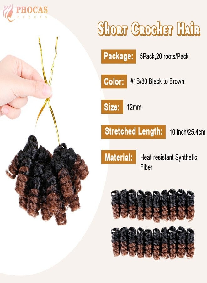 PHOCAS HairPhocas 5 Packs Synthetic Saiany Curly Crochet Hair 10 inch 20roots/pack for Crochet Braids Hair(Black to Brown) - Image 2